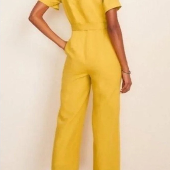 Ann Taylor Tie Waist Linen Loosefit Jumpsuist Romper Yellow Womens Size 10 NWT - Picture 7 of 11
